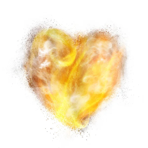 Heart made of powder explosion, fire and smoke — Stock Photo, Image