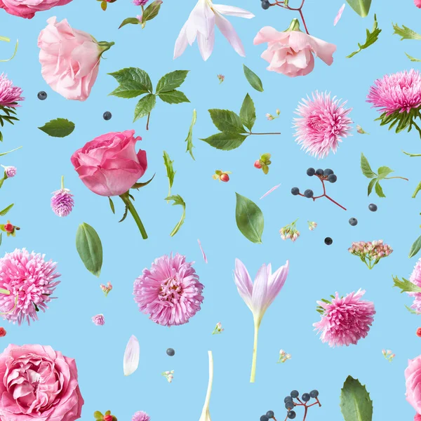 Κομψότητα χωρίς συγκόλληση ταπετσαρία μοτίβο με ροζ λουλούδια — Φωτογραφία Αρχείου