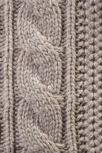 Textura de tecido de malha bege artesanal — Fotografia de Stock