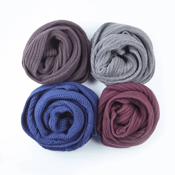 Collectie van kleurrijke gedraaide sjaal — Stockfoto
