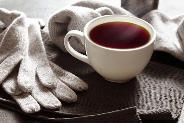 Mysig värmande höst hösten eller vintern kall säsong scen. — Stockfoto