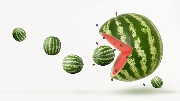 Funny pacman watermelon — Stock Photo, Image