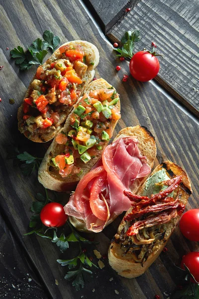 Delizioso set di bruschette — Foto Stock