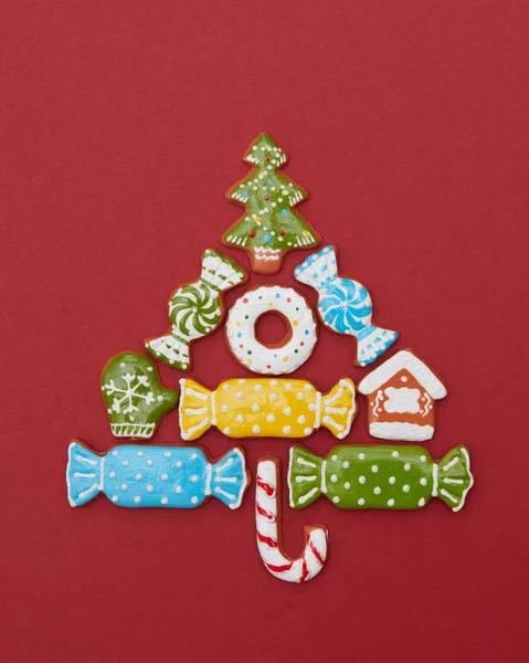 Tarjeta de Navidad con árbol de galletas —  Fotos de Stock