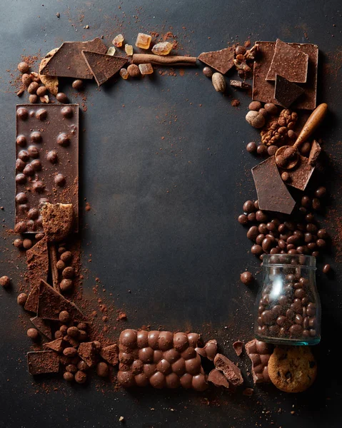 Frame van verschillende chocolade — Stockfoto