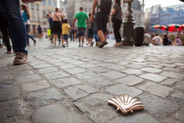Santiago shell su strada in pietra — Foto Stock