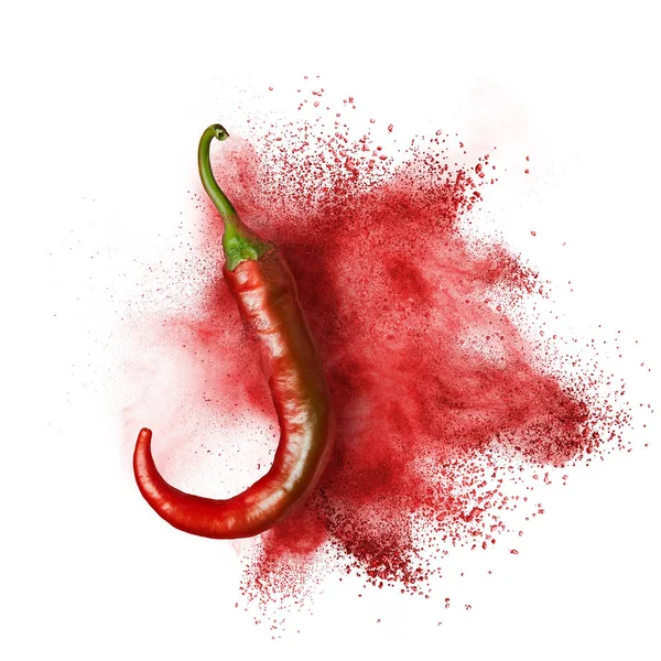 Rode chilipeper met poeder — Stockfoto