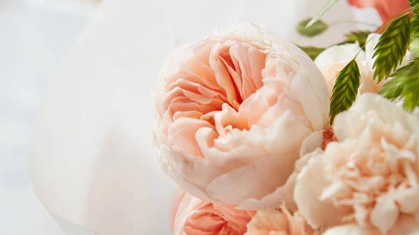 Pastel pink peonies bouquet — Stock Photo, Image