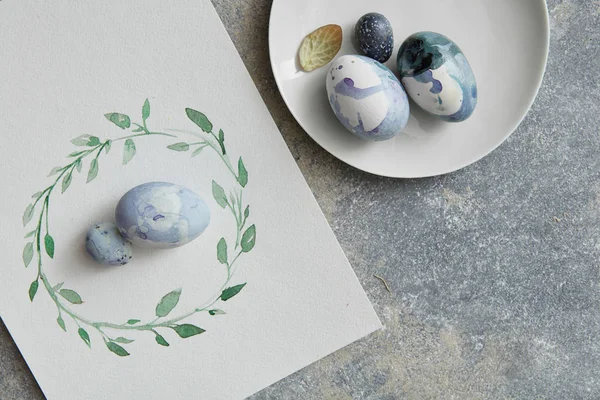 Easter eggs on watercolor drawing — Stock Photo, Image