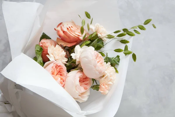 Pastel pink peonies bouquet — Stock Photo, Image