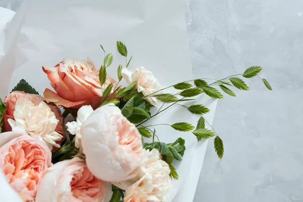Pastel pink peonies bouquet — Stock Photo, Image