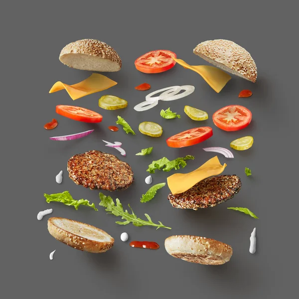 Vue de dessus du hamburger ou du sandwich — Photo