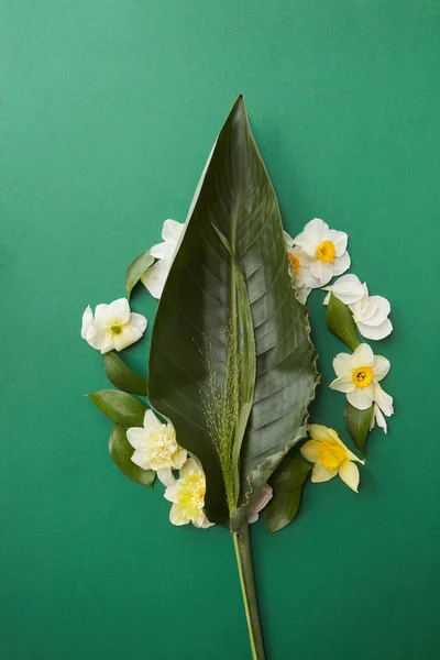 Ram av blommor med gröna blad — Stockfoto