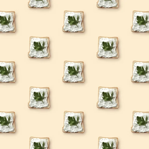 Sandwiches pattern with butter and parsley — Stock Photo, Image