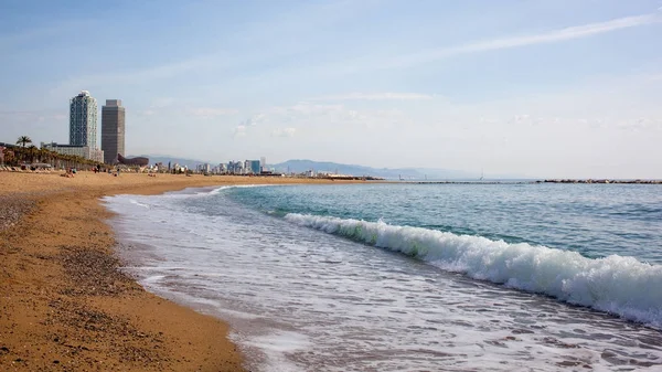 Пісок пляжу в badalona — стокове фото