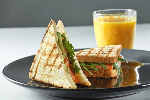 Ciabatta sandwiches with salmon — Stock Photo, Image