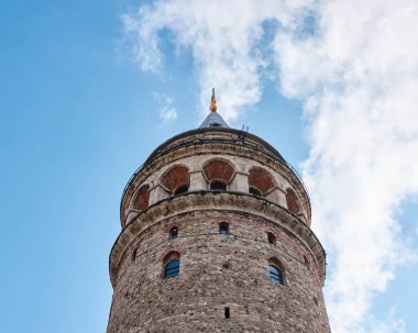 Görünüm karşı mavi gökyüzü, Türkiye, Istanbul Galata Kulesi