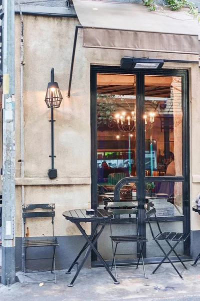 Rue Étroite Dans Ville Istanbul Avec Terrasse Café Turquie — Photo