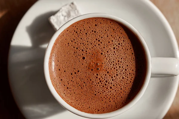 Tazza Caffè Turco Caldo Con Schiuma Vista Dall Alto — Foto Stock