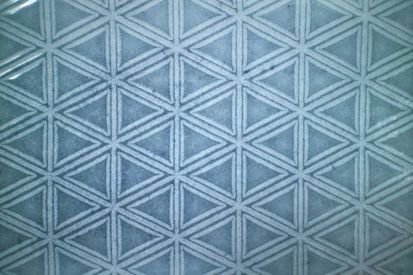 Dekorative Blaue Keramikfliese Mit Geometrischem Muster — Stockfoto