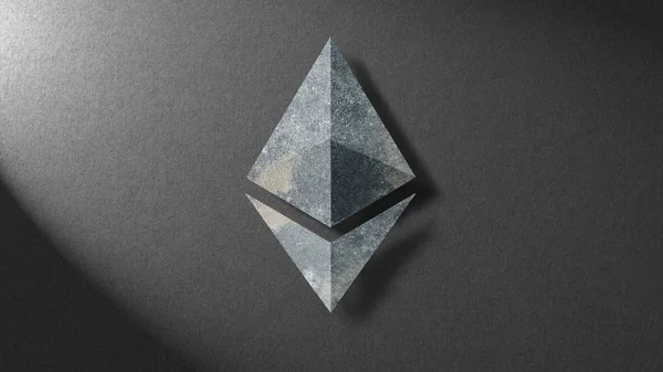 Icône Ethereum Sur Fond Sombre Concept Trading Crypto Monnaie Blockchain — Photo