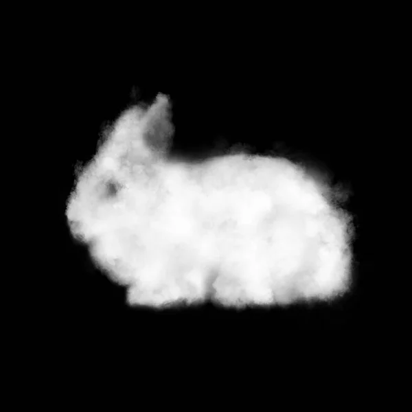 Cloud Shape White Rabbit Black Background Easter Concept — Stock Photo, Image