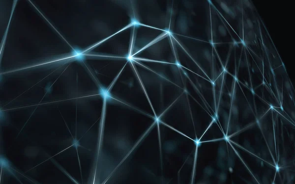 Синій Віртуальний Абстрактний Мережевий Фон Технології Blockchain Лініями Сітками — стокове фото