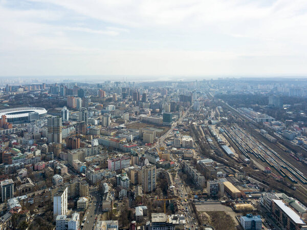 Aerial view of Kyiv city architecture