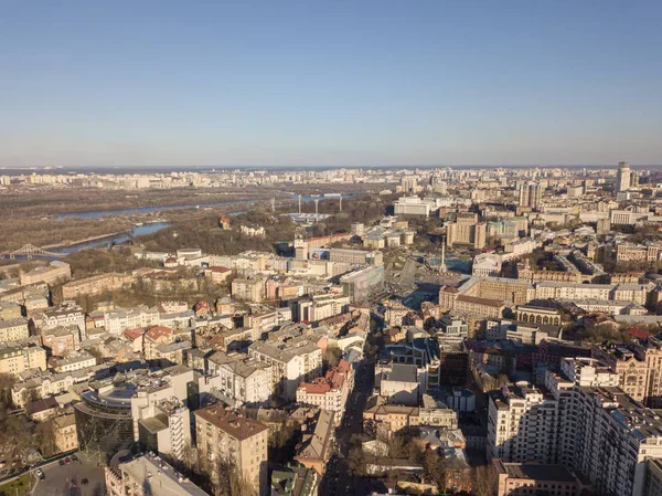 Luchtfoto Van Kiev Oekraïne Centrum Van Stad Kreschatyak Maidan Nezalezhnosti — Stockfoto