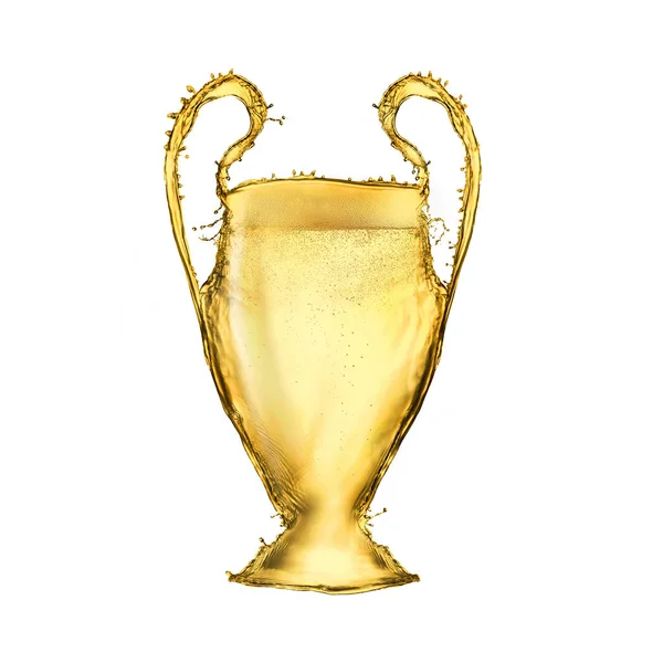 Football Yellow Cup Made Beer Isolated White Background Cup Symbol — Stock Photo, Image