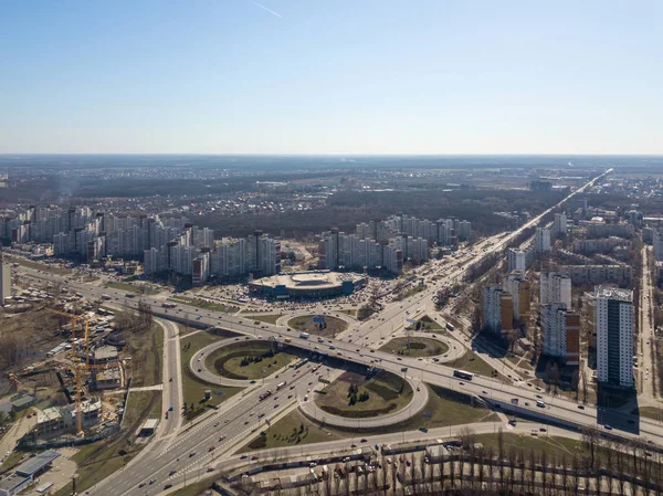 Kyiv Ukraine Janvier 2018 Vue Aérienne Sur Ville Kiev Intersection — Photo