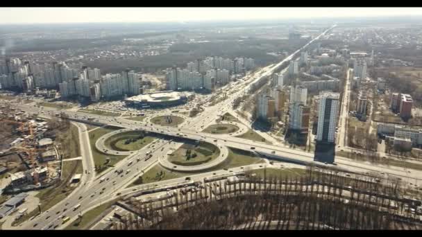 Киев Украина Января 2018 Вид Воздуха Город Киев Пересечение Автомагистралей — стоковое видео