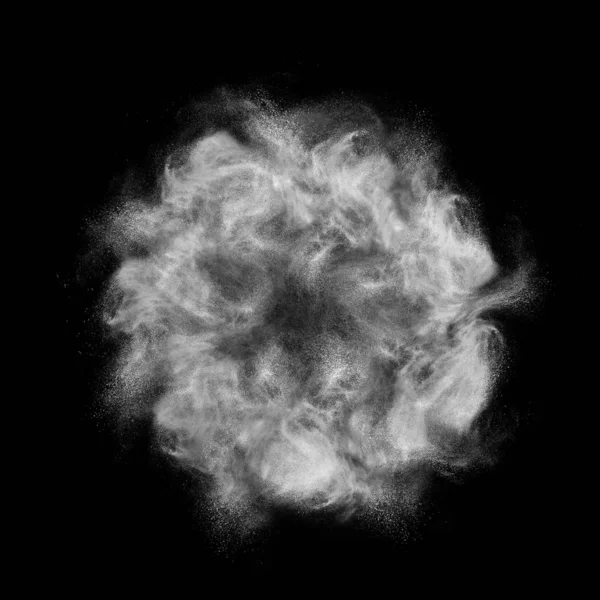 White Powder Explosion Shape Frame Black Background Copy Space Abstract — ストック写真