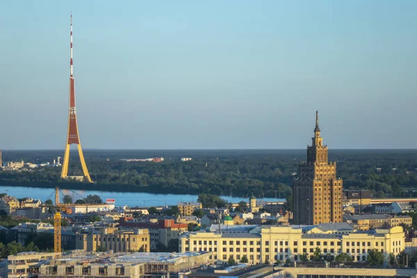 Фотографія Авіаційного Огляду Від Панорамного Старого Міста Академією Наук Річкою — стокове фото