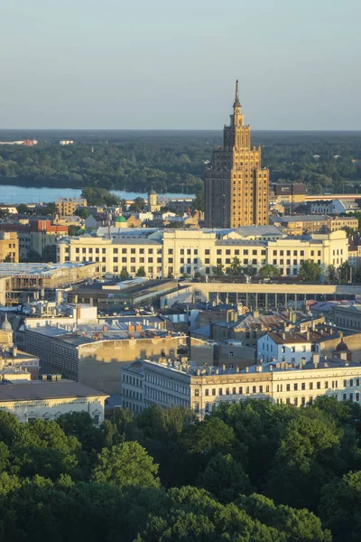 Panoramische Luchtfoto Van Drone Naar Historisch Deel Riga Letland Met — Stockfoto
