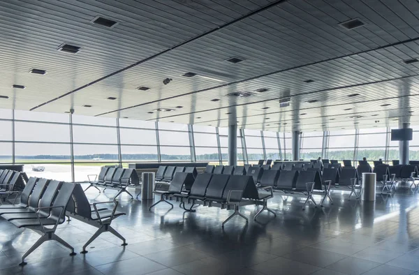 Empty Chairs Departure Hall Waiting Airport Travel Transportation Concepts — Stock Photo, Image
