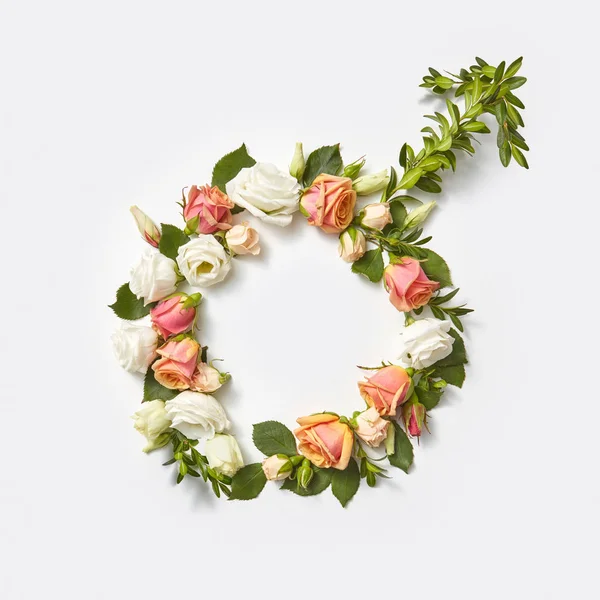 Gender Symbol Zeichen Des Menschen Handgefertigt Aus Blumen Und Grünen — Stockfoto