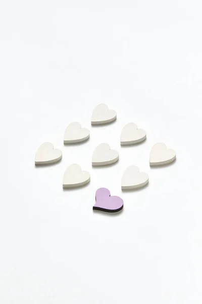 Valentine Decorative Diagonal Pattern Handmade Paper White Hearts One Them — Stockfoto