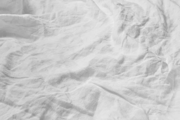 White Crumpled Fabric Texture Background Natural Cotton Copy Space Can — Stock Photo, Image