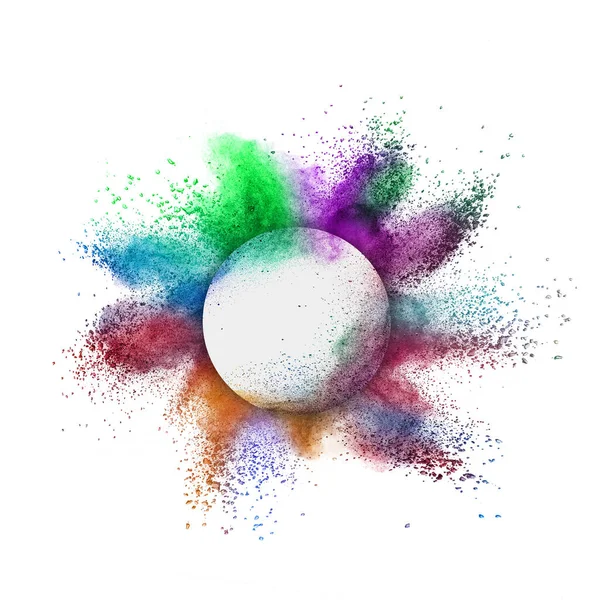 Cadre Rond Décoratif Avec Éclaboussure Poudre Colorée Abstraite Explosion Sur — Photo