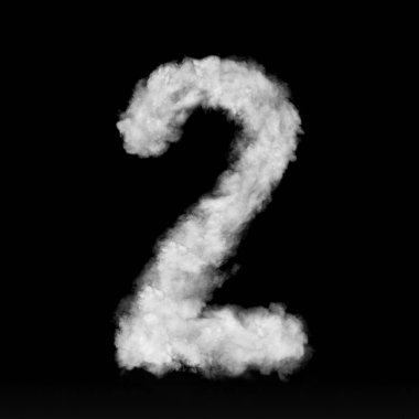 Beyaz bulutlardan ya da fotokopi alanı olan siyah bir arkaplanda dumandan yapılmış iki numara..