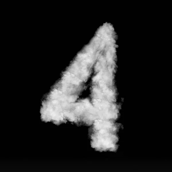 Number Four Made White Clouds Smoke Black Background Copy Space — Stock Photo, Image