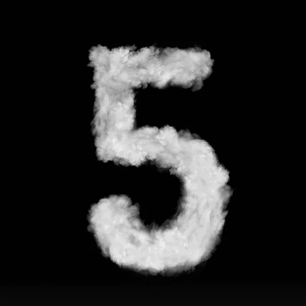 Number Five Made White Clouds Smoke Black Background Copy Space — Stock Photo, Image