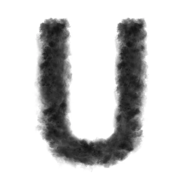 字母U由黑云或白色背景上的烟雾制成 并带有复制空间 但不表示 — 图库照片