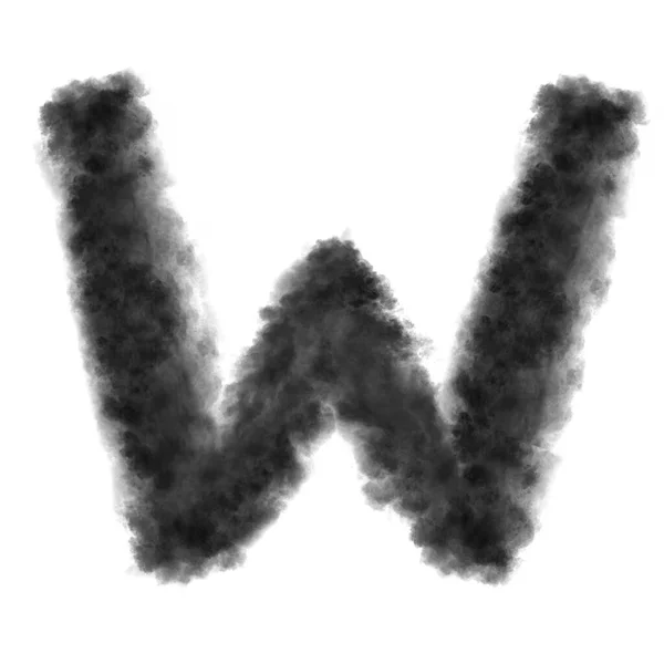 字母W由黑云或白色背景上的烟雾制成 并附有复制空间 但不表示 — 图库照片