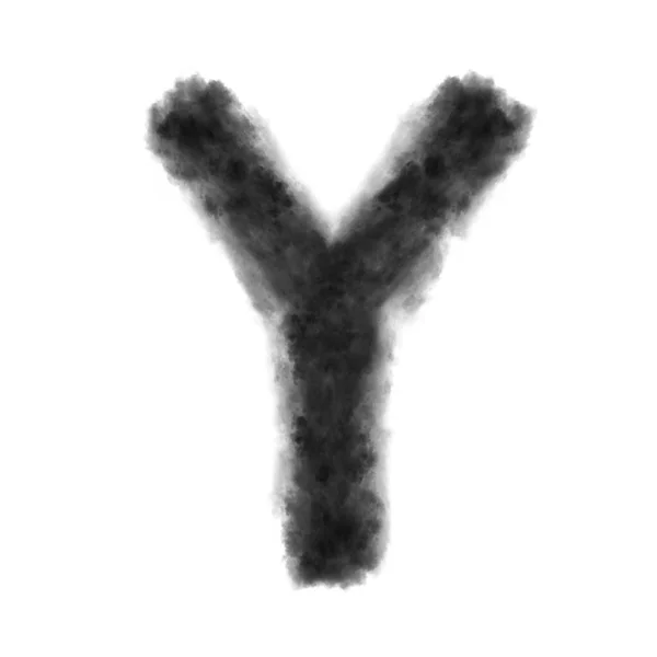 字母Y由黑云或白色背景上的烟雾制成 并附有复制空间 但不表示 — 图库照片