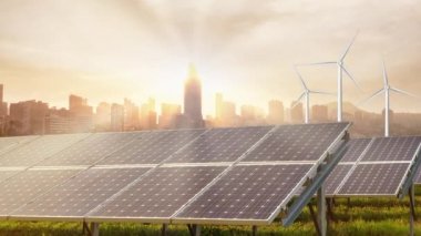 Yeşil enerji kavramı - yazları doğal rüzgar jeneratörü türbinleri