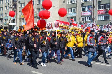Tyumen, Rusya, 9 Mayıs 2016: Gösteri şerefine zafer bayramı 9 Mayıs tarihinde