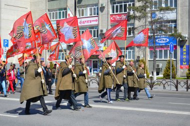 Tyumen, Rusya, 9 Mayıs 2016: Gösteri şerefine zafer bayramı 9 Mayıs tarihinde