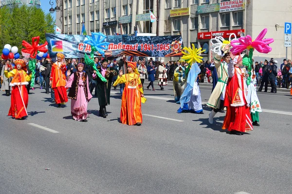 Tyumen Rosja Maja 2016 Ludzie Wojskowy Mundur Udział Demonstracji Cześć — Zdjęcie stockowe